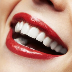 close up smile red lipstick